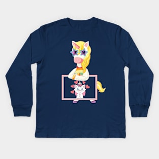 unicorn and caticorn Kids Long Sleeve T-Shirt